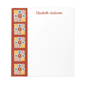Bloc de carnet de notes à broderie de fleurs