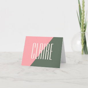 Bloc de couleur géométrique Rose Vert Nom personna