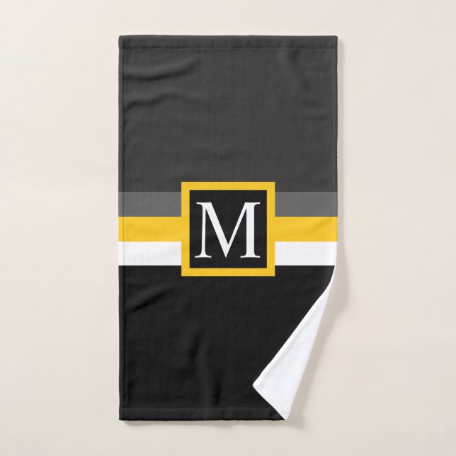 Bloc de couleur noir gris-jaune personnalisé (Serviette à main)