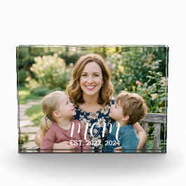 Bloc de photo de script moderne établi par maman p