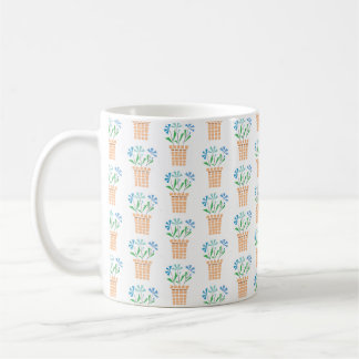 Bloc moderne Imprimer Bleu Floral Pots Café Mug