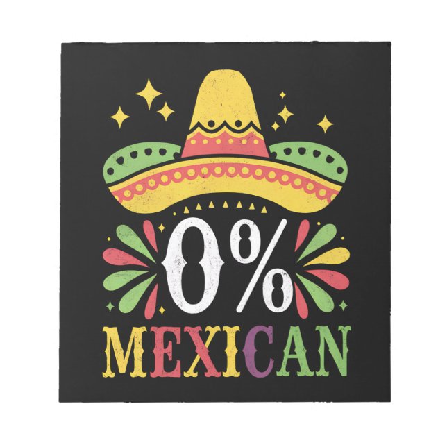 Bloc-note 0% Mexicain Zéro Pour Cent Drôle Cinco De Mayo (Devant)