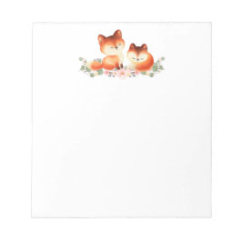 Bloc-note 2 mignons Petits Renards Rouges Aquarelle Design