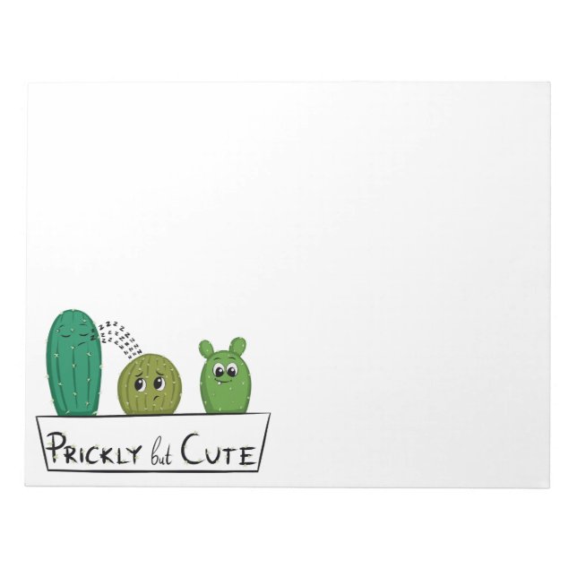 Bloc-note 3 bébés cactus de dessin animé dans un pot (Devant)