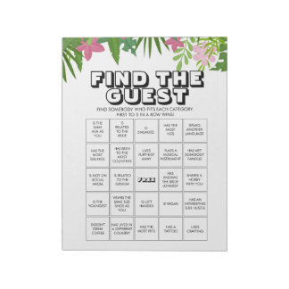 Bloc-note 40 Find the Guest Bingo Game Sheets