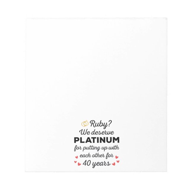 Bloc-note 40ème anniversaire du Mariage I - Ruby Funny Coupl (Devant)
