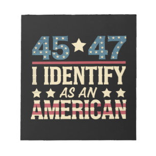 Bloc-note 45 47 Je m'identifie comme un drapeau américain Tr