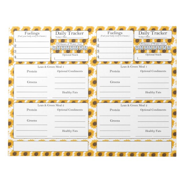 Bloc-note 4-2-1 Suivi des repas (Devant)