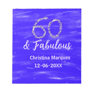 Bloc-note 60 & fabuleux anniversaire bleu argent ajouter nom