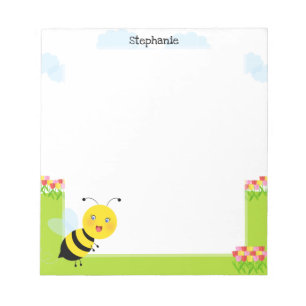 Bloc-note Abeille dans un jardin de tulipes