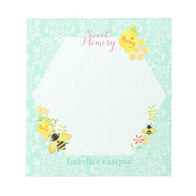 Bloc-note Abeille de miel Turquoise (Devant)