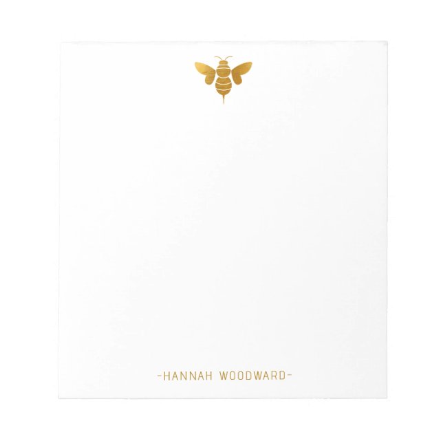 Bloc-note Abeille d'or métallique personnalisée (Devant)