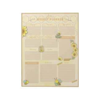 Bloc-note Abeille étincelante Planificateur hebdomadaire
