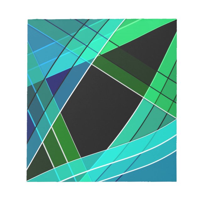 Bloc-note Abstrait, géométrique, vert, bleu, noir (Devant)