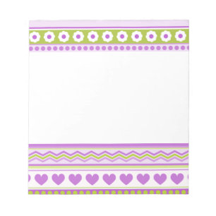 Bloc-note Abstrait vert pourpre motif + points fleurs coeur