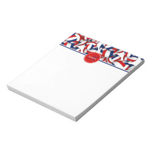 Bloc-note accent motif de volleyballs bleu rouge
