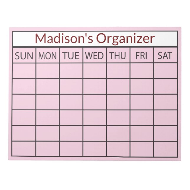 Bloc-note Activité mensuelle du planificateur (Devant)