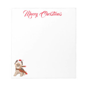 Bloc-note Adorable Christmas Yorkie In Santa Hat Merry