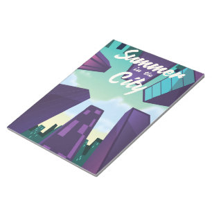 Bloc-note Affiche de paysage urbain en cartoon de Summer in
