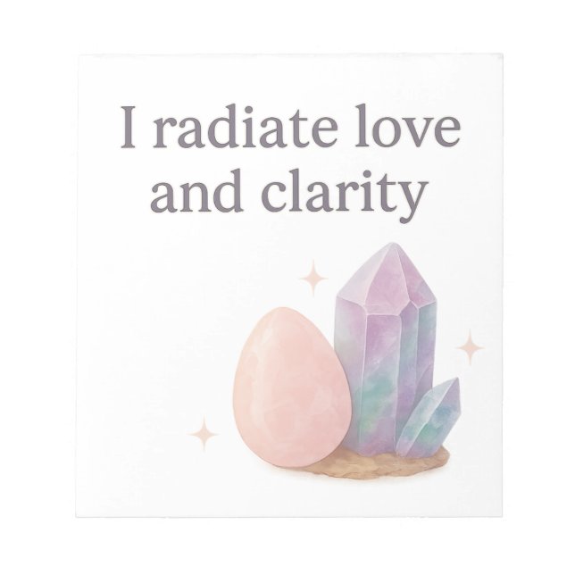 Bloc-note Affirmation rose en quartz et cristal fluorite (Devant)