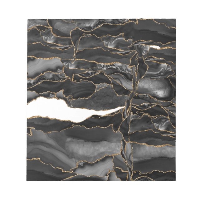 Bloc-note Agate Pailletée Noir et Or (Devant)