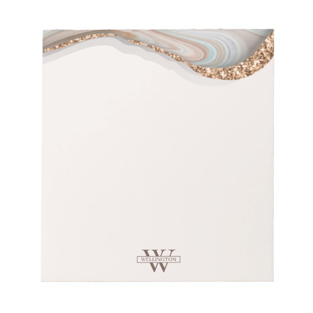 Bloc-note Agate Pierre Marbre Nom du monogramme (Devant)