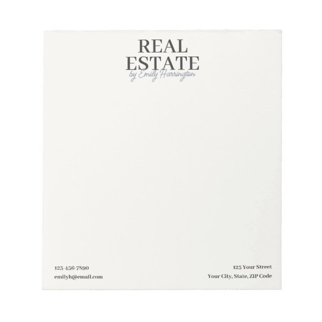 Bloc-note Agent immobilier neutre moderne Notepad (Devant)