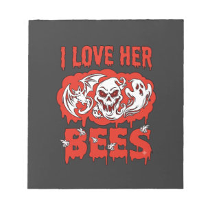 Bloc-note Aime ses abeilles crâne chauve-souris fantôme sang