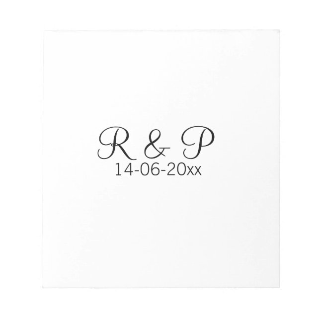 Bloc-note Ajouter monogramme du nom du couple ajouter date a (Devant)