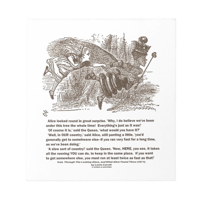 Bloc-note Alice Red Queen Courir Pour Rester Au Même Endroit (Devant)