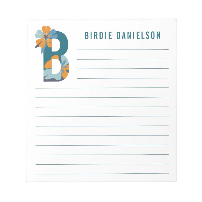 Bloc-note Alphabet floral Abstrait (Devant)