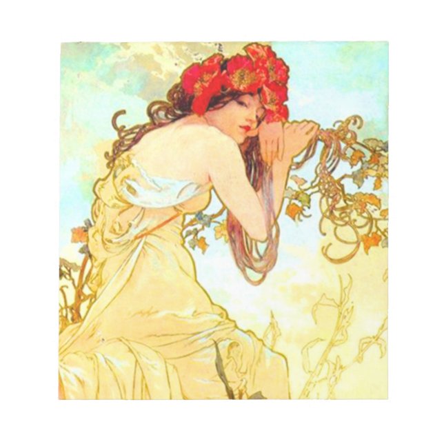 Bloc-note Alphonse Mucha Art Nouveau Été (Devant)