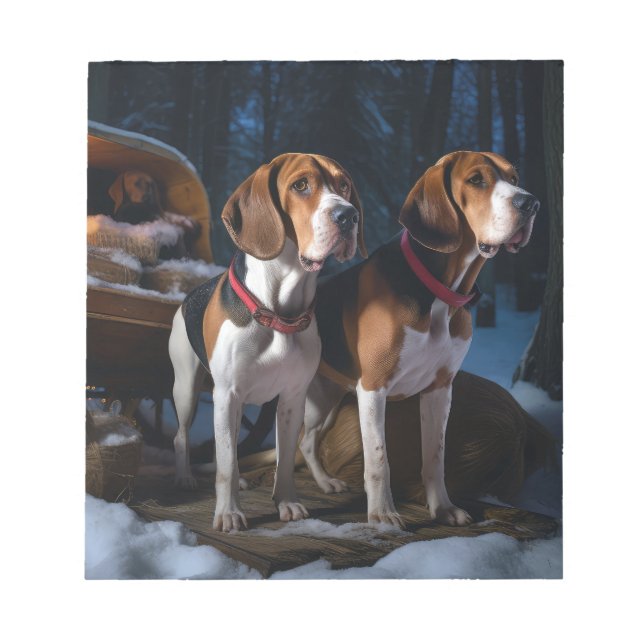 Bloc-note American English Foxhound Snowy Sleigh Noël (Devant)