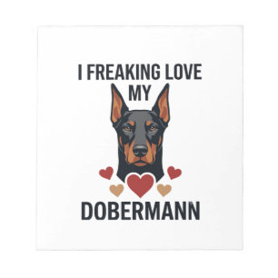 Bloc-note Amour fou pour le chien Dobermann Cœurs rouges_1