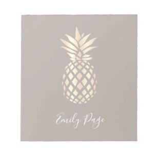 Bloc-note Ananas rose et gris d'or d'en cuivre assez éléga
