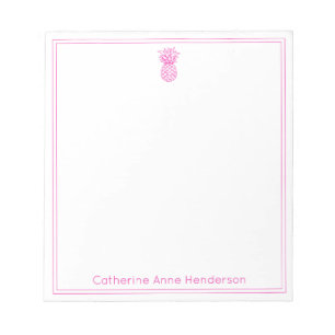 Bloc-note Ananas rose tropicale Preppy Personnalisé