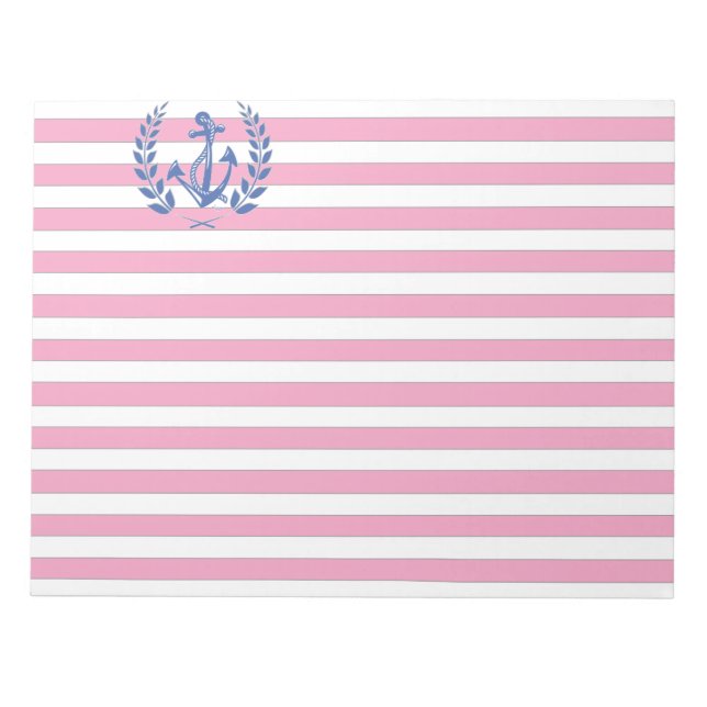 Bloc-note Ancre bleue Laurel Wreath Pink Stripes (Devant)