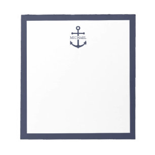 Bloc-note Ancre bleue marine Nom personnalisé
