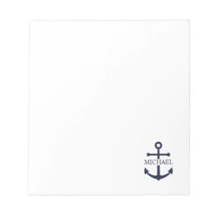 Bloc-note Ancre bleue marine Nom personnalisé