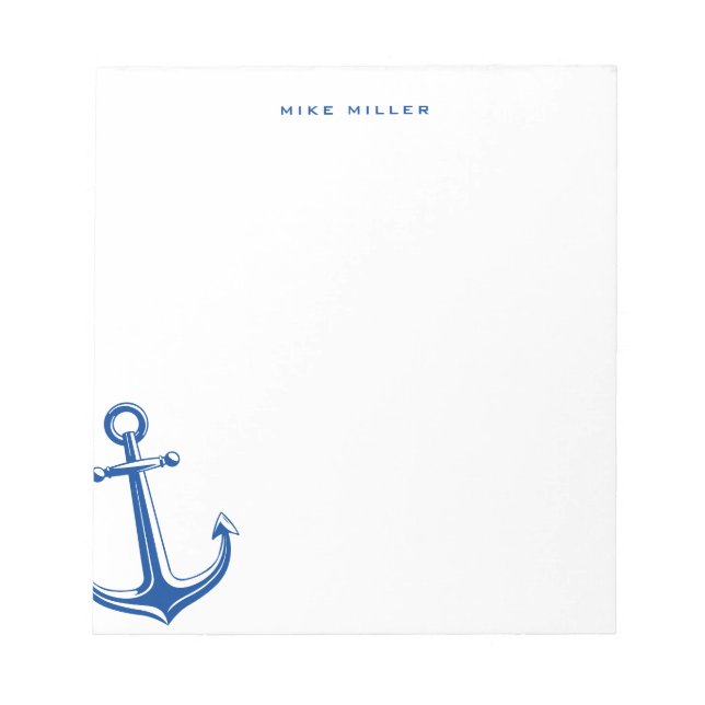 Bloc-note Ancre bleue marine, personnalisation marine (Devant)