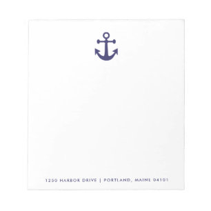 Bloc-note Ancre nautique de marine sur le blanc