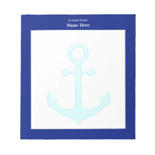 Bloc-note Ancre nautique et cadre bleu simple