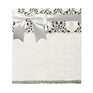 Bloc-note Antique vintage white linen and lace