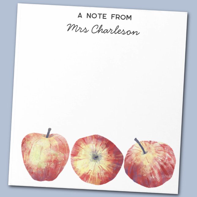 Bloc-note Appréciation de l'enseignant Apple personnalisée (Watercolor apple teacher appreciation notes for classroom encouragement )