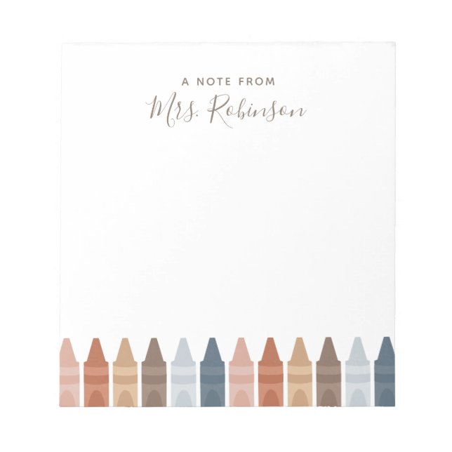 Bloc-note Appréciation de l'enseignant Boho Notepad Crayon (Devant)