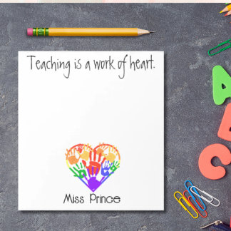 Bloc-note Appréciation de l'enseignant mains arc-en-ciel per