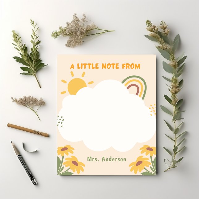 Bloc-note Appréciation de l'enseignant Retro Arc-en-ciel flo (boho rainbow cute sunflower kindergarten notepad)