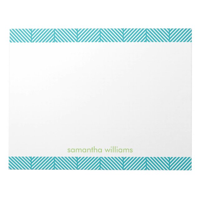 Bloc-note Aqua Herringbone Stripes Motif (Devant)