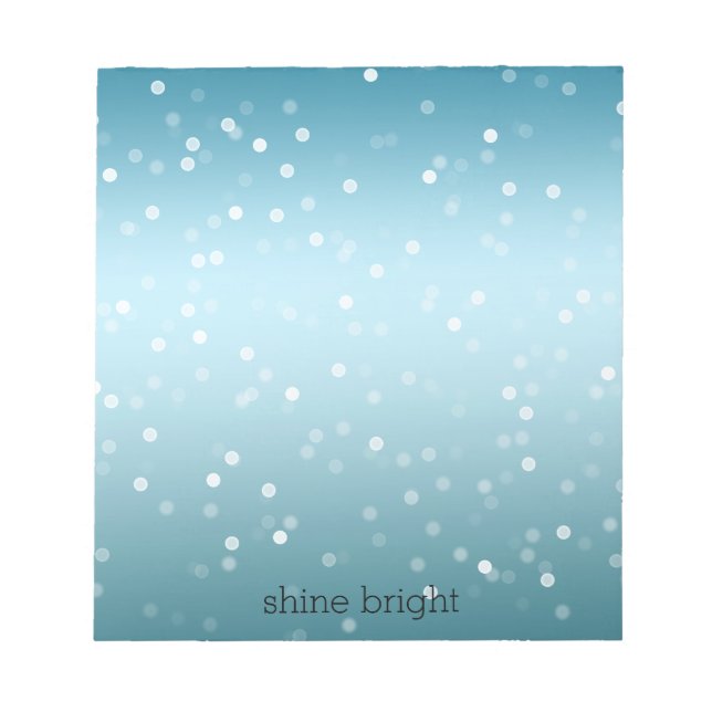 Bloc-note Aqua Ombre White Bokeh Confetti (Devant)