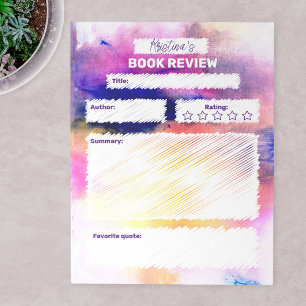 Bloc-note Aquarelle Abstraite rose violet moderne critique